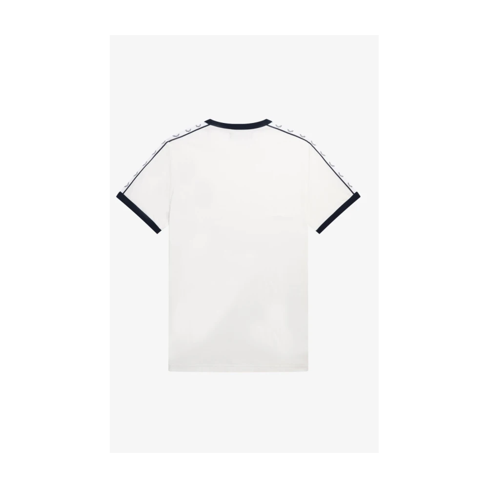 Fred Perry Ringer T-shirt geïnspireerd door de jaren 90 met Laurel Crown Tape White Heren