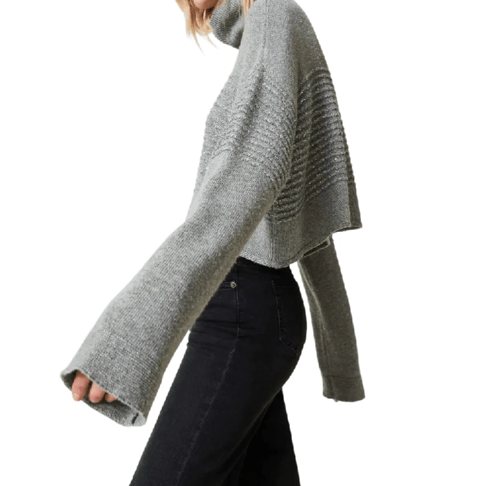 Twinset Grijze coltrui met pailletten Gray Dames
