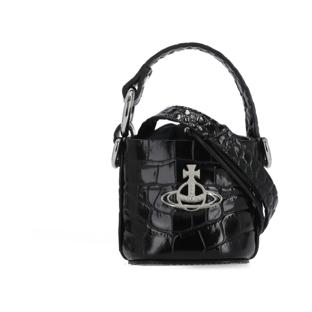 Vivienne Westwood Zwarte Krokodilreliëf Leren Minibag Black Dames