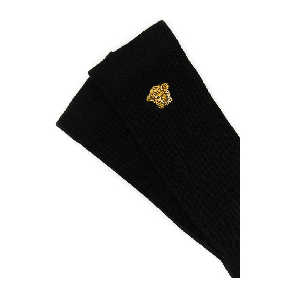 Versace Stretch Katoenmix Zwarte Sokken Black Heren
