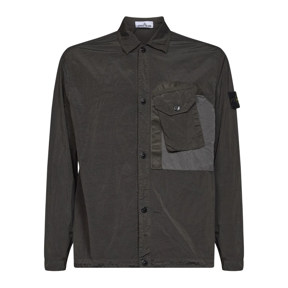 Stone Island Gray Casual Shirts, Male, Xl, Shirts