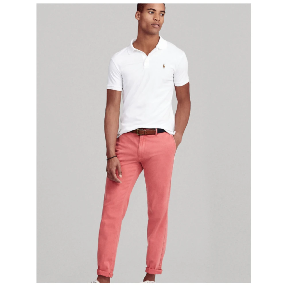 Polo Ralph Lauren Zachte Katoenen Slim Fit Polo met Korte Mouwen White Heren