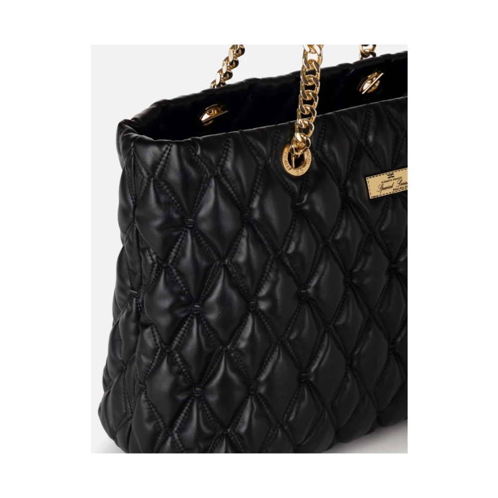 Elisabetta Franchi Zwarte Shopper Tas met Gouden Details Black Dames