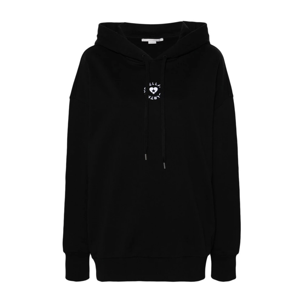 Stella Mccartney Zwarte Katoenen Hoodie met Wit Logo Black Dames