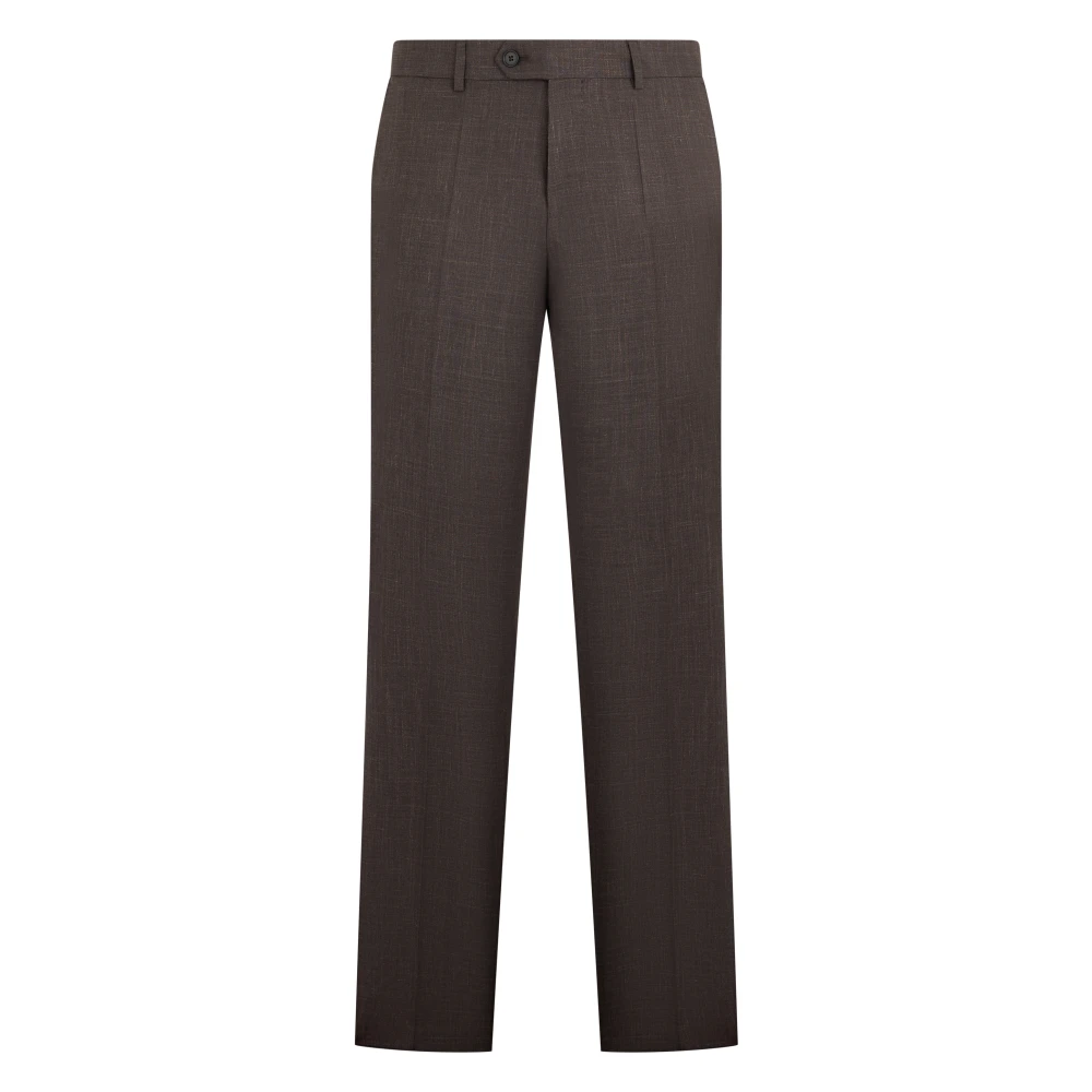 Hugo Men's Brown Straight Trousers, Xl, Wool Blend Trousers
