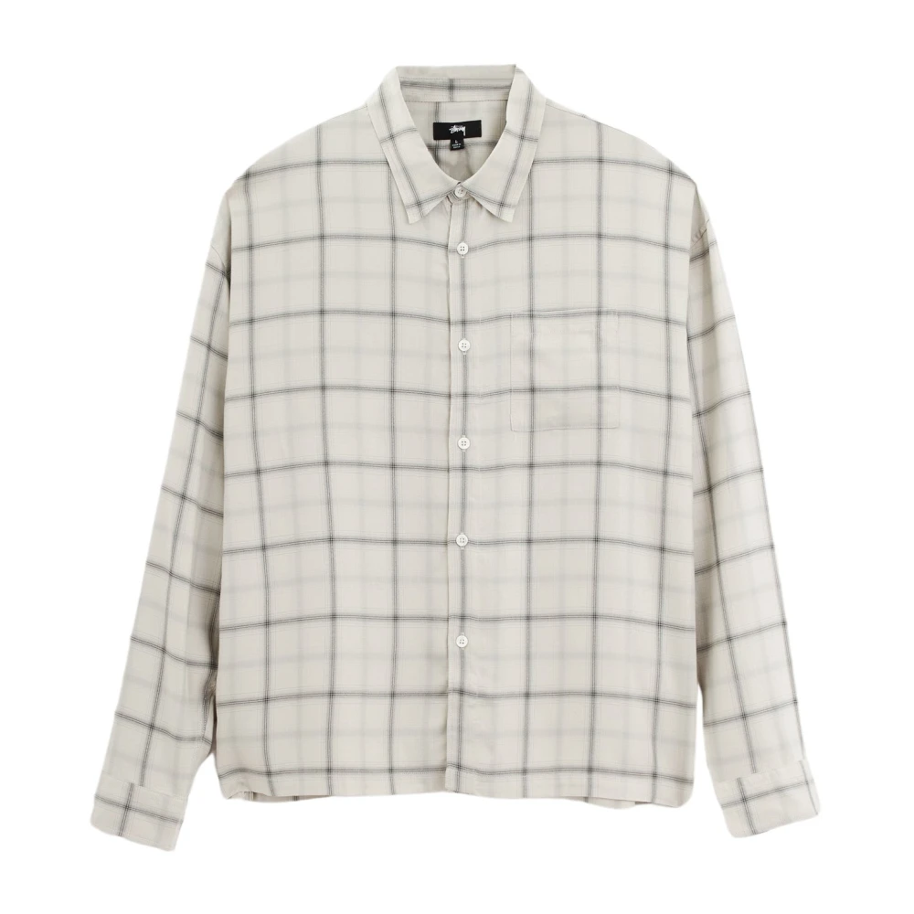 Stüssy Shadow Plaid Rayon Overhemd Beige Heren