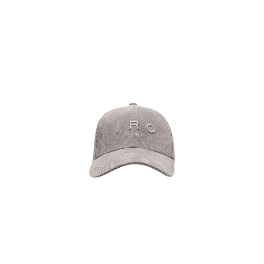 IRO Ribfluwelen pet met geborduurd logo Gray Dames