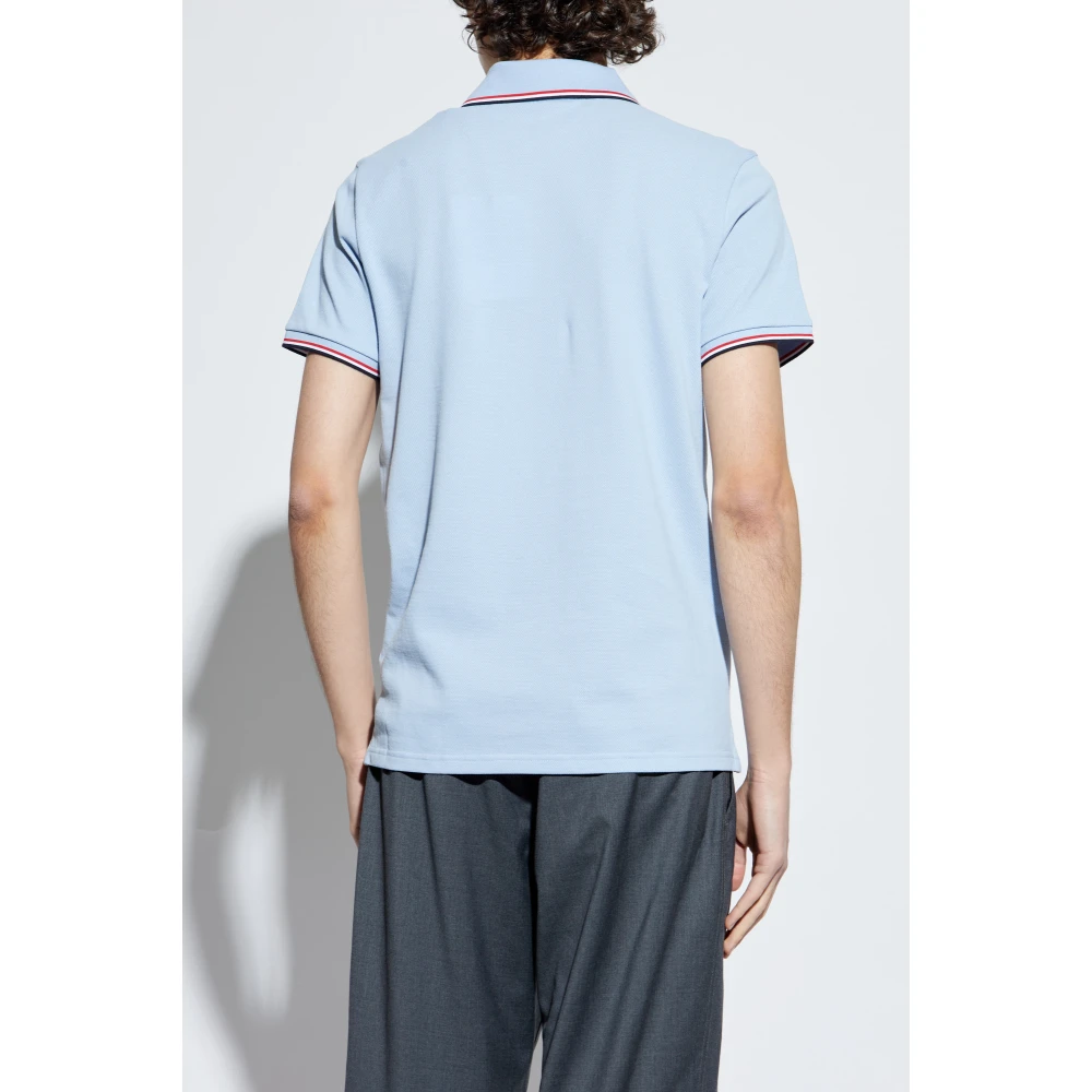 Moncler Katoenen polo met logopatch Blue Heren