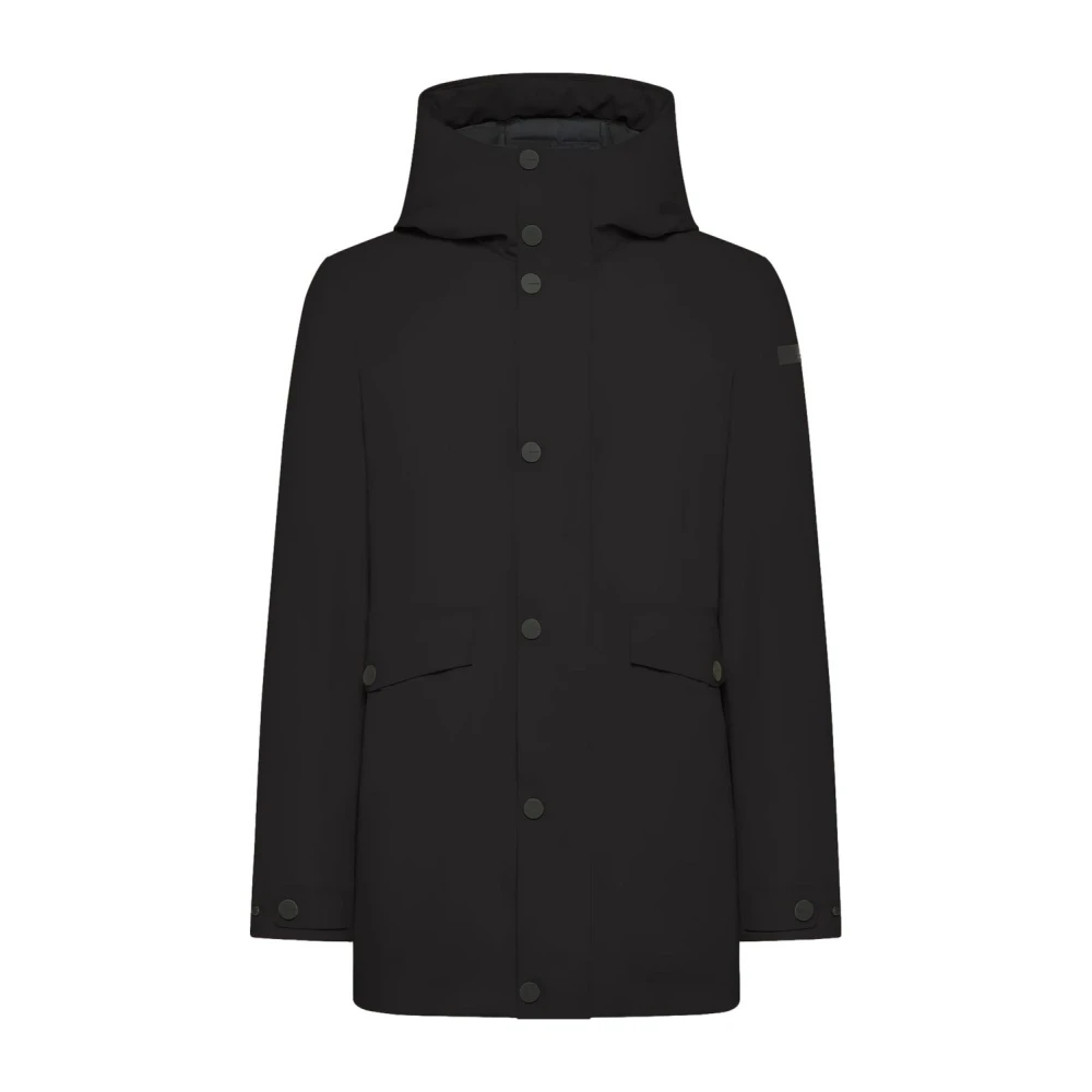 Rrd Men's Black Parkas, M, Parka Jacket With Surflex Fabric