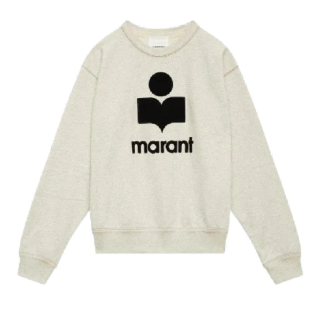 Isabel Marant Bomull Logo Sweatshirt Rund Hals Lång Ärm Beige, Herr