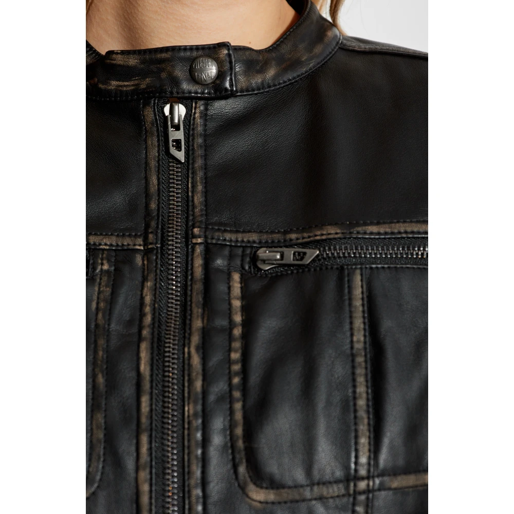 Diesel Nep lederen jas Black Dames