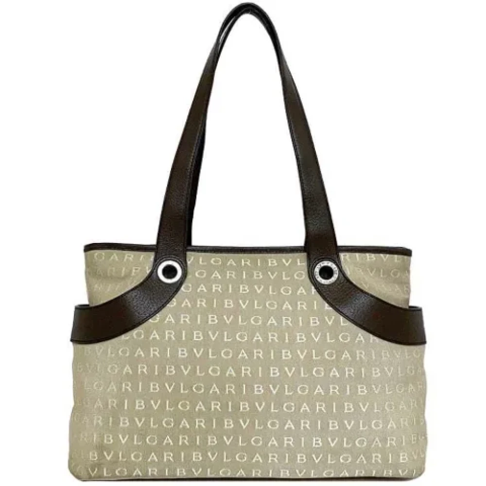 Bvlgari Vintage Pre-owned Canvas handbags Beige Dames