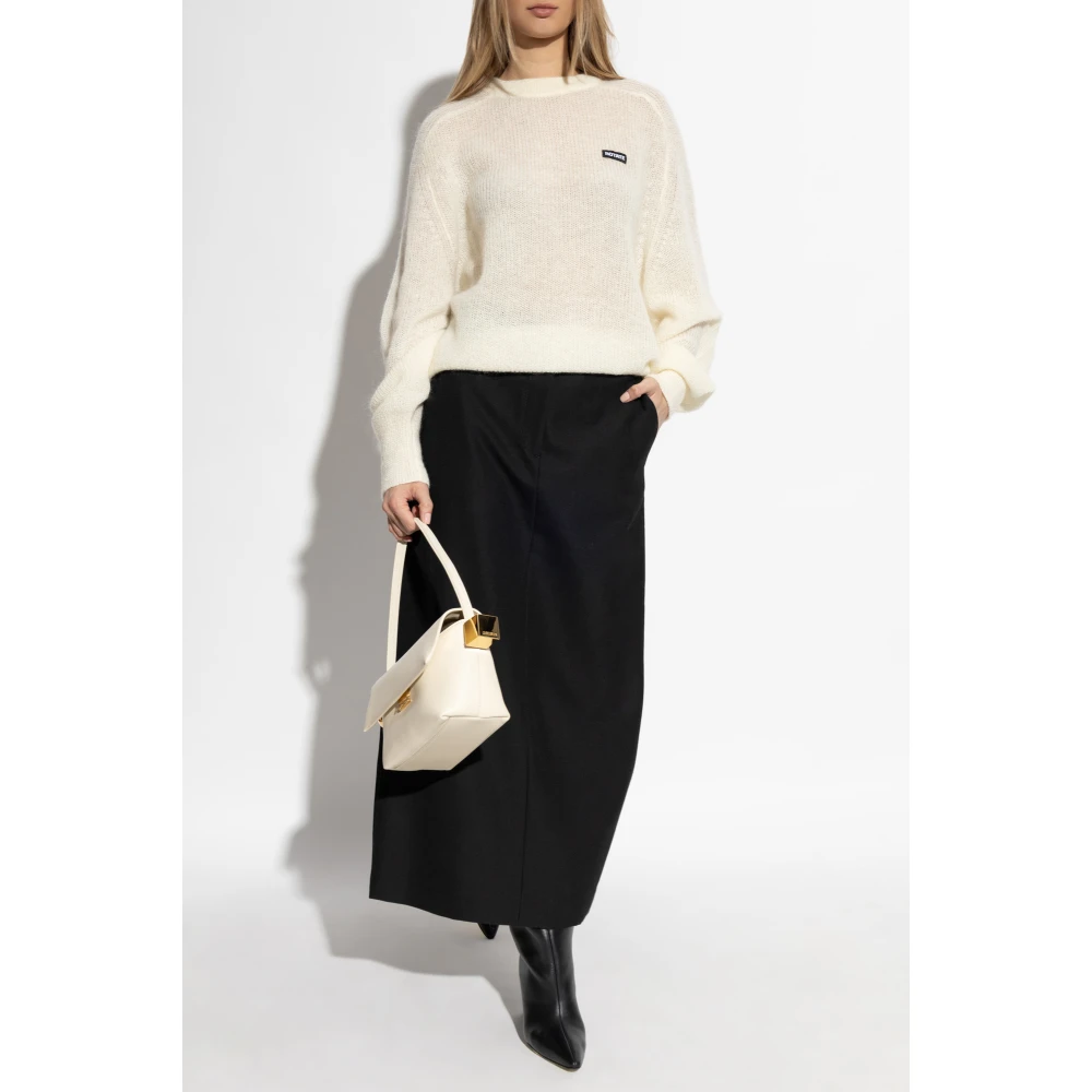 Rotate Birger Christensen Trui met logo patch Beige Dames
