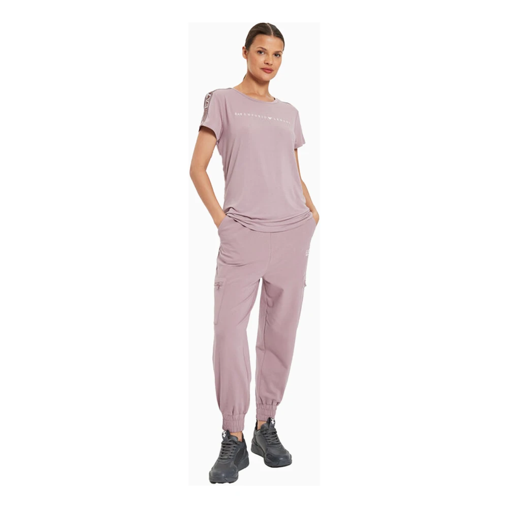 Emporio Armani EA7 Casual Katoenen T-shirt voor Mannen Purple Dames
