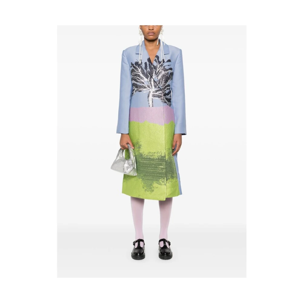 Stine Goya Lichtblauwe Double-Breasted Jas Multicolor Dames
