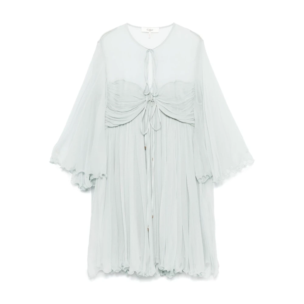 Chloé Blauwe Jurken met Mintgroene Accenten Blue Dames