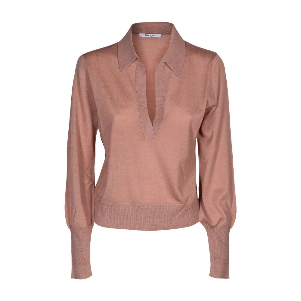 Kangra Merino wollen dames polotrui Pink Dames