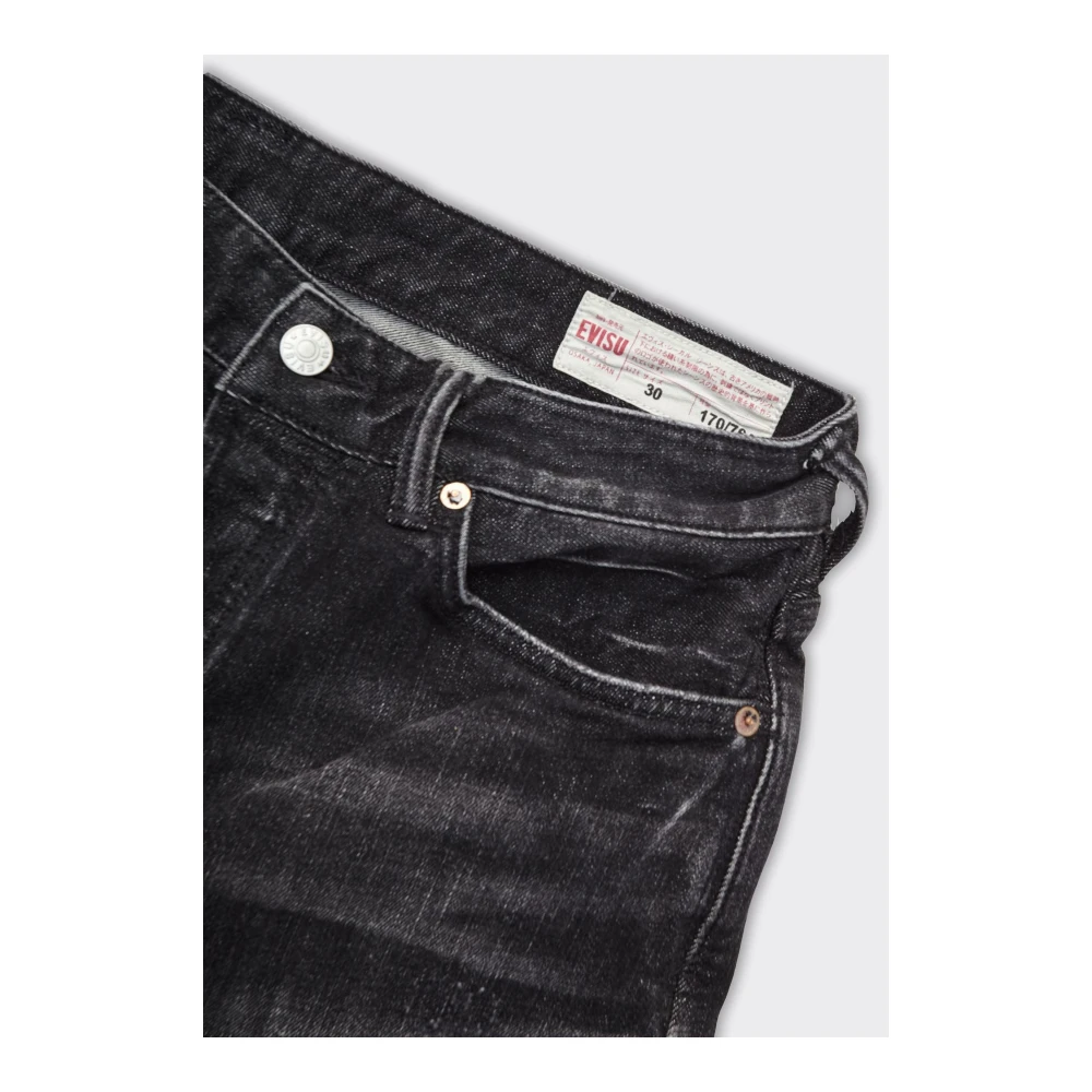 Evisu Meeuw Borduurwerk Vakantieprint Denim Black Heren