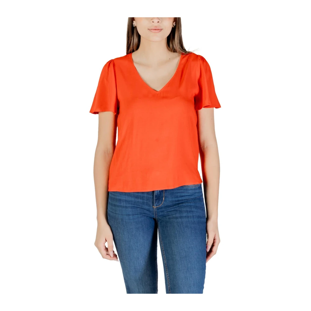 Vero Moda Women's Red V-Neck Flutter Sleeve Blouse - Blouses - M- Blouses & Shirts