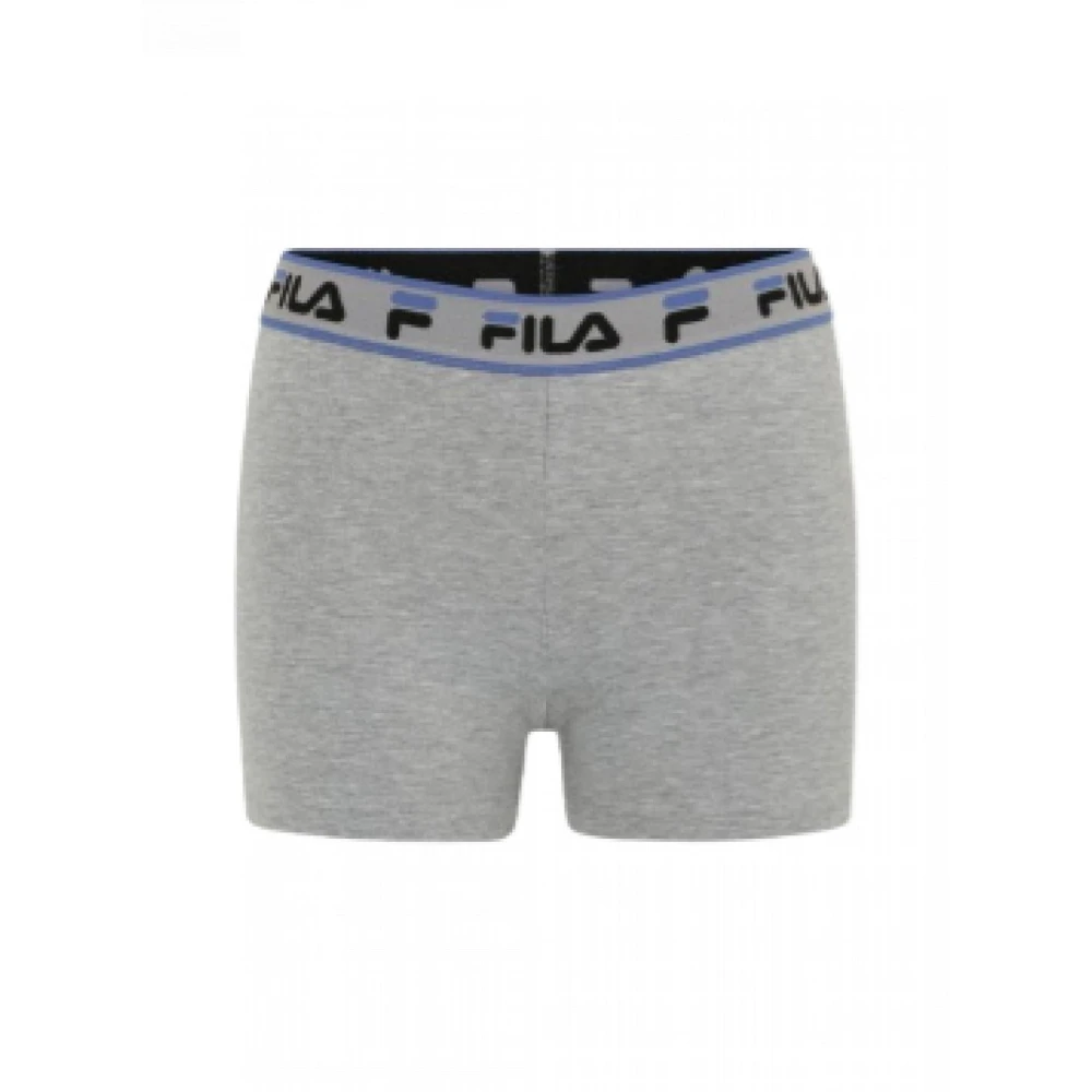 Fila Polyester Shorts Grijs Elastische Taille Slim Fit Lineair Logo Gray Dames