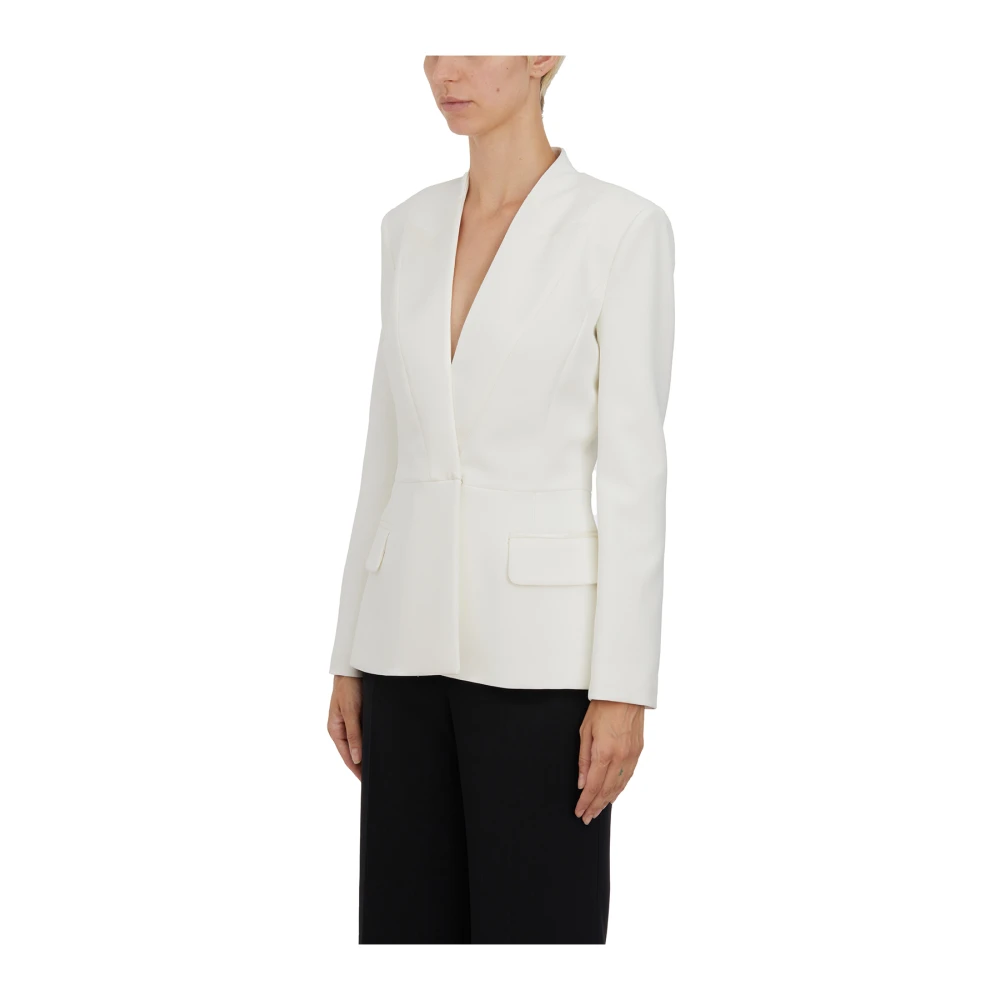 Elisabetta Franchi Dubbel-Breasted Blazer met Satijnen Revers White Dames