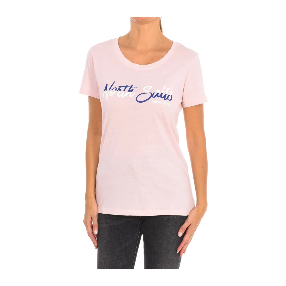 North Sails Women's Pink T-Shirts, S, Short Sleeve T-Shirt With Ribbed Neckline