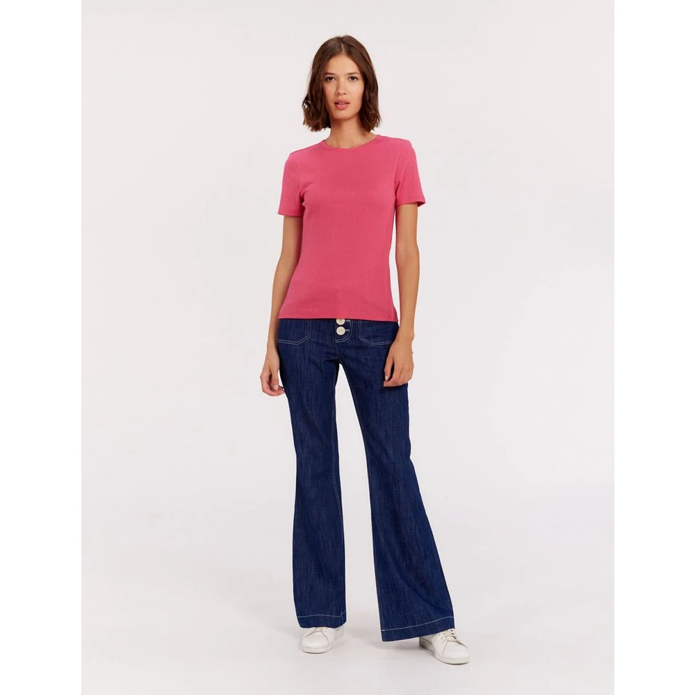 Ines De La Fressange Paris Geribbeld T-shirt in Ella-stijl Pink Dames