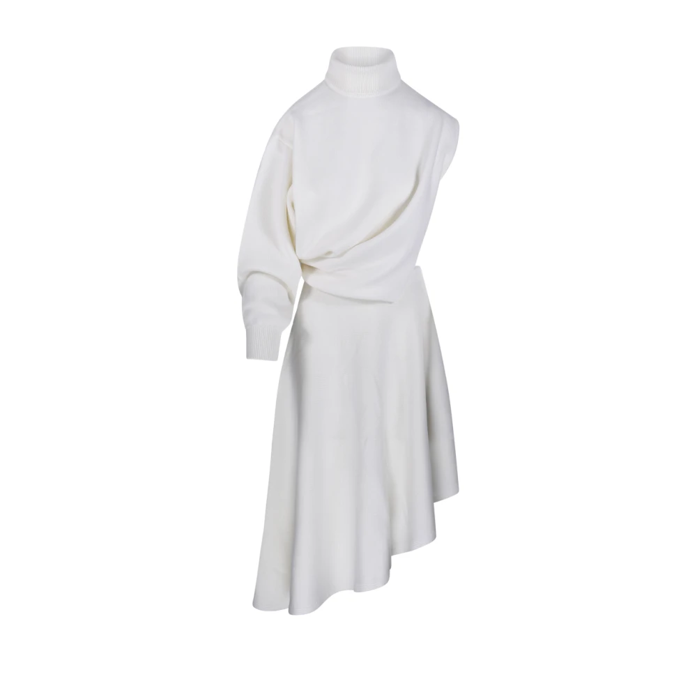 Alaïa Women's White Midi Dresses, S, Cut-Out Wool Dress