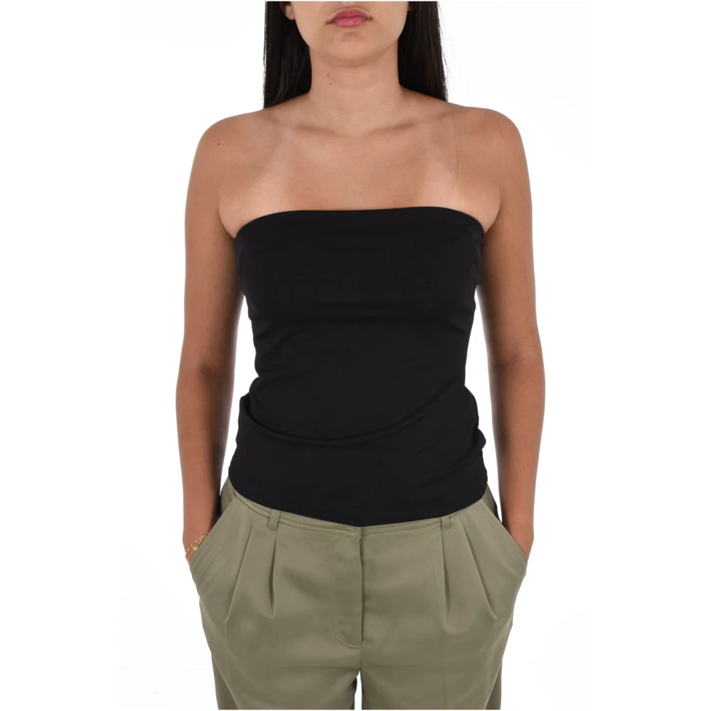 Guess Stretch Bustier Zwart Aansluitend Metalen Logo Black Dames