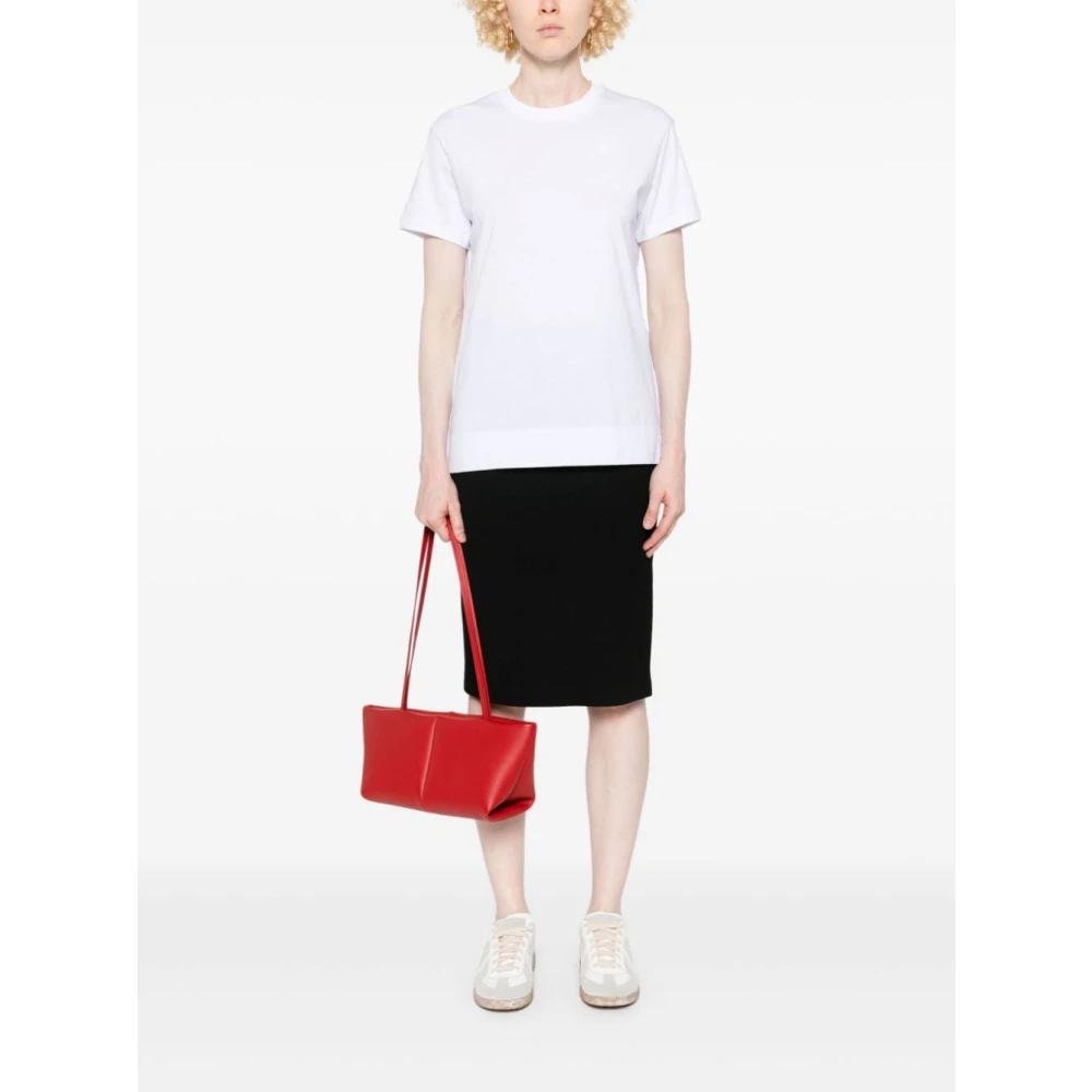 Semicouture Wit Katoenen T-shirt Ronde Hals Korte Mouwen White Dames