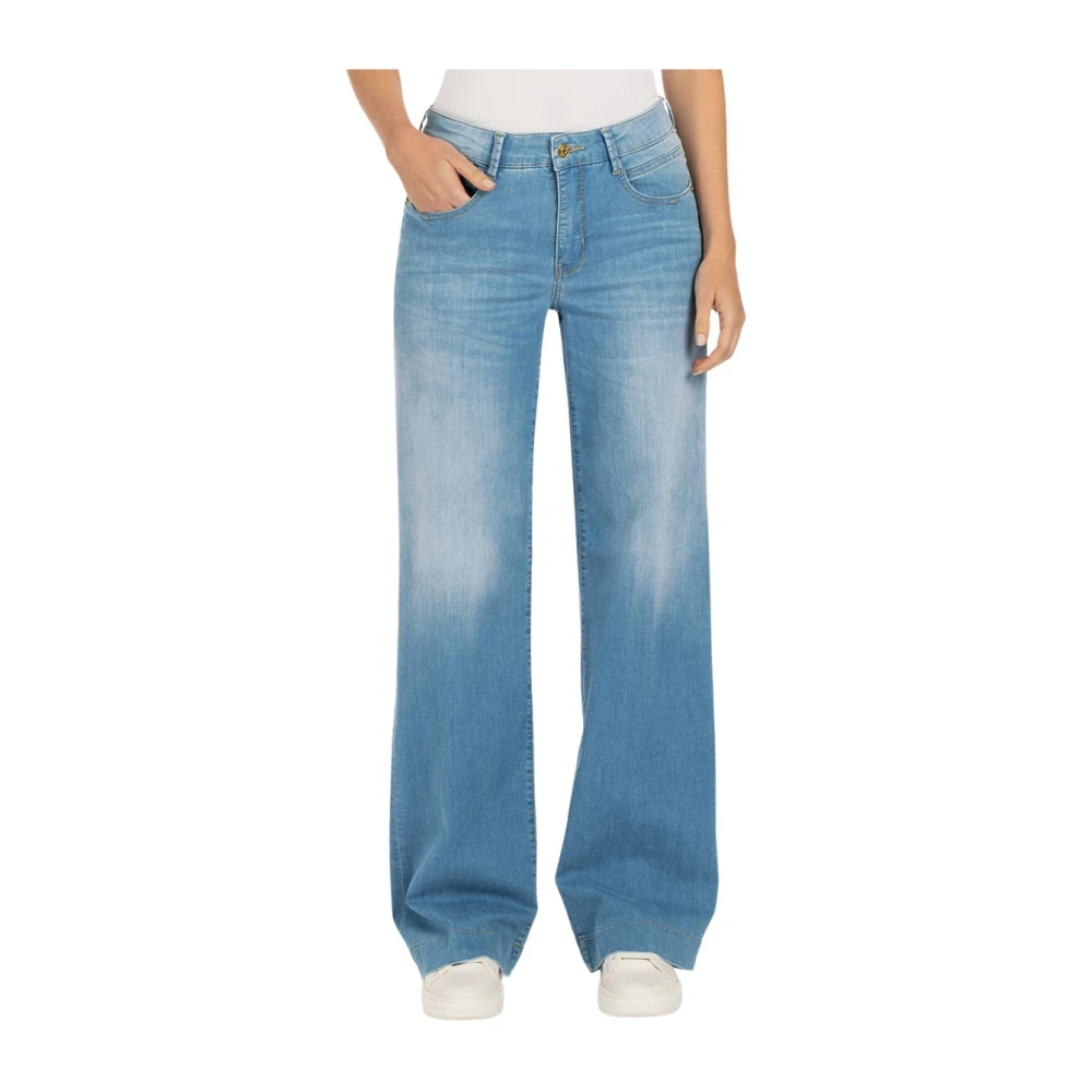 MAC high waist wide leg jeans Rich Palazzo light blue denim