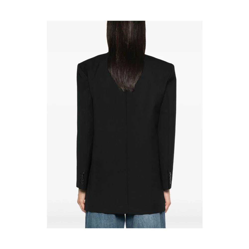 Anine Bing Zwarte textuurjas met knoopsluiting Black Dames