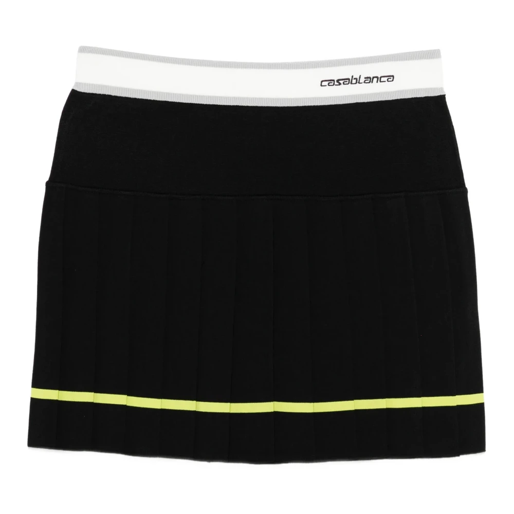 Casablanca Women's Black Short Skirts, M, Striped Pleated Skirt