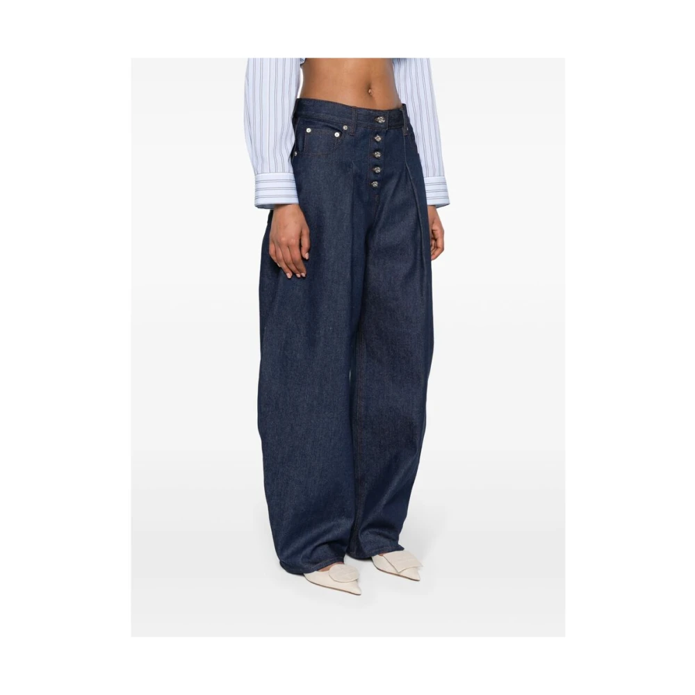 Jacquemus Donkerblauwe Denim Wide Leg Jeans Blue Dames