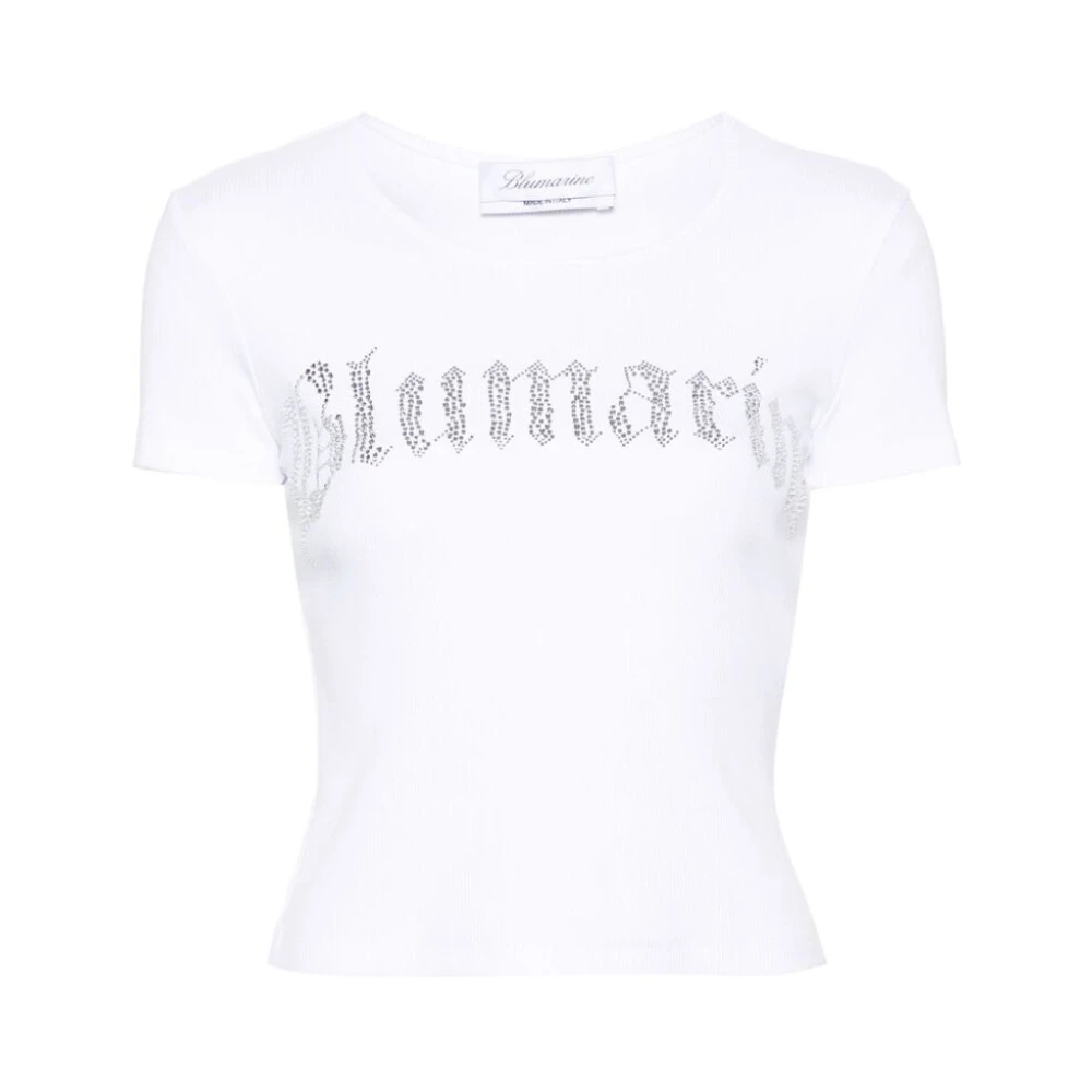 Blumarine Witte Rhinestone T-shirt White Dames