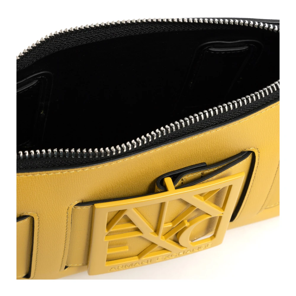 Armani Exchange Stijlvolle effen schoudertas met rits Yellow Dames