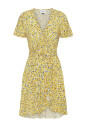 robe-portefeuille-jaune-a-fleurs-avec-volants