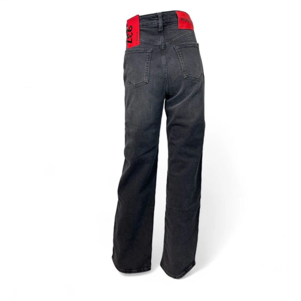 Hugo Boss Moderne Zwarte Jeans Rechte Pasvorm Hoge Taille Black Dames