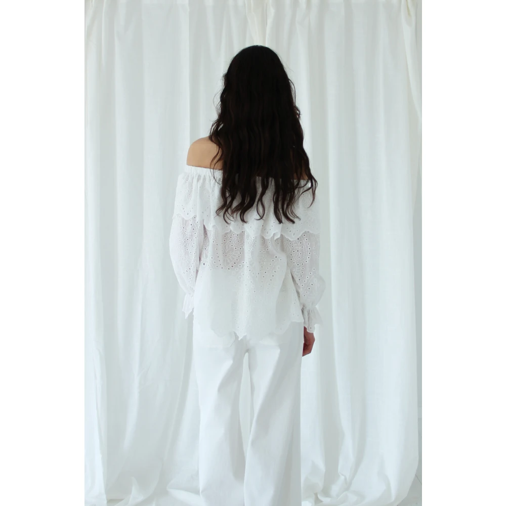 Designers Remix Luna Off-Shoulder Blouse Beige Dames