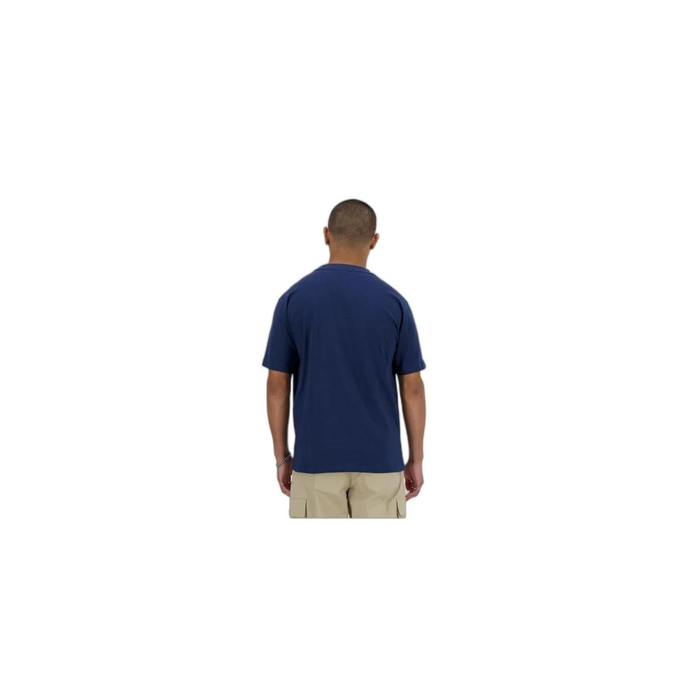 New Balance Blauw Katoenen T-shirt Mannen Collectie Blue Heren