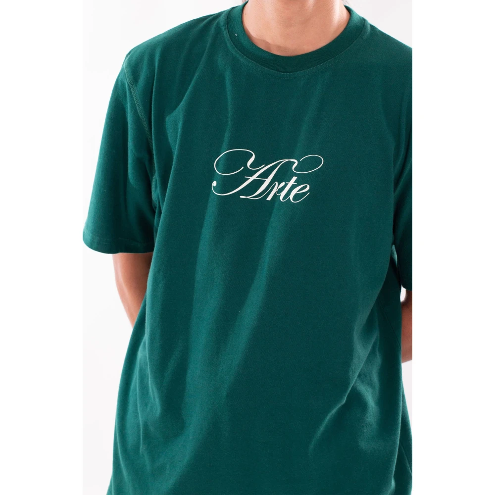 Arte Antwerp Groene Script Logo Tee Shirt Green Heren