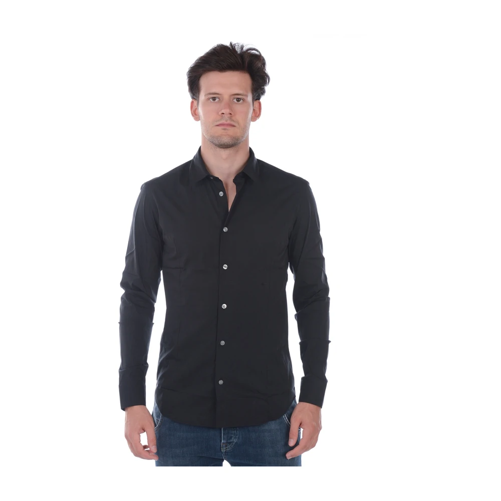 Daniele Alessandrini Slim Fit Basic Overhemd Black Heren