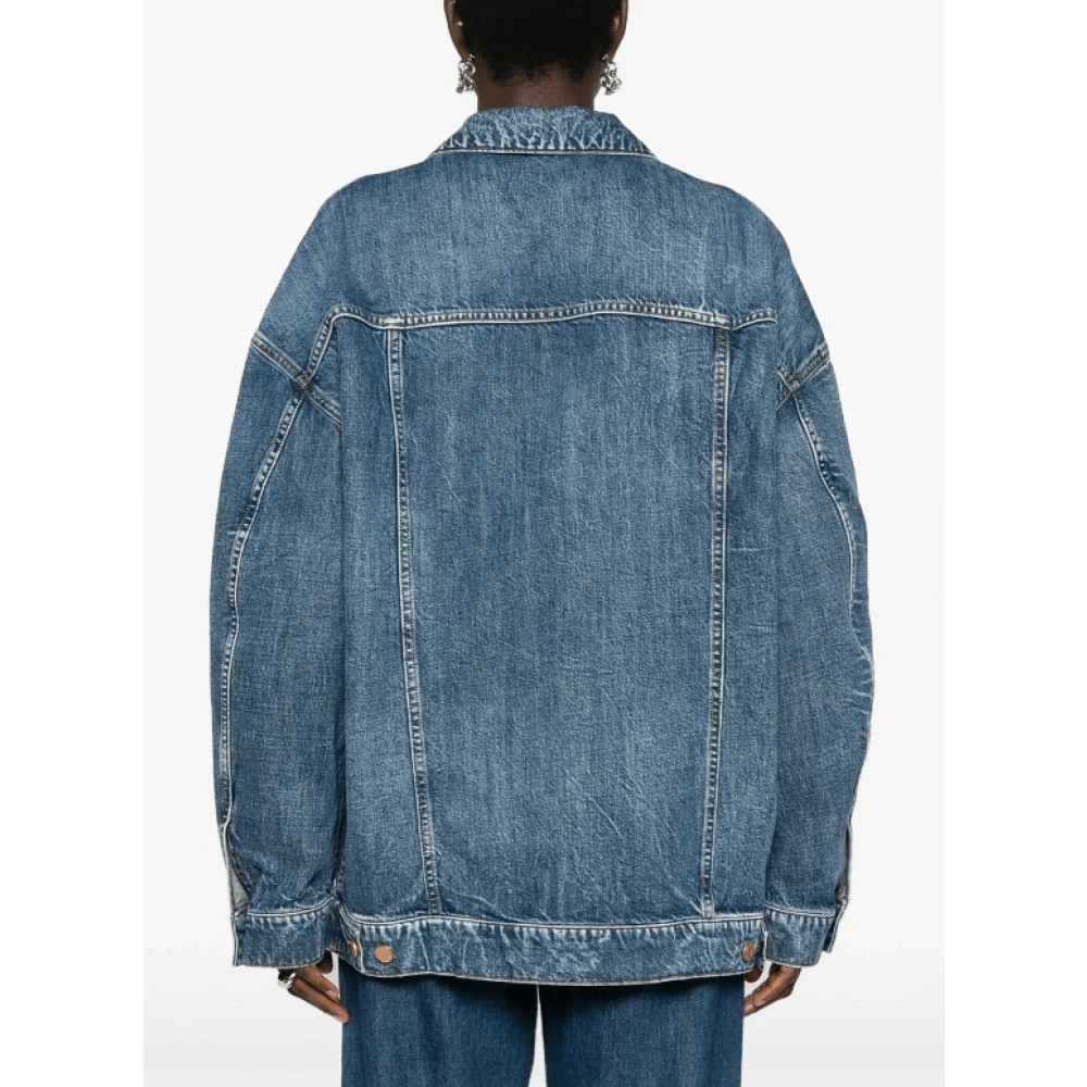 3X1 Indigo Denim Jack met Notched Revers Blue Dames