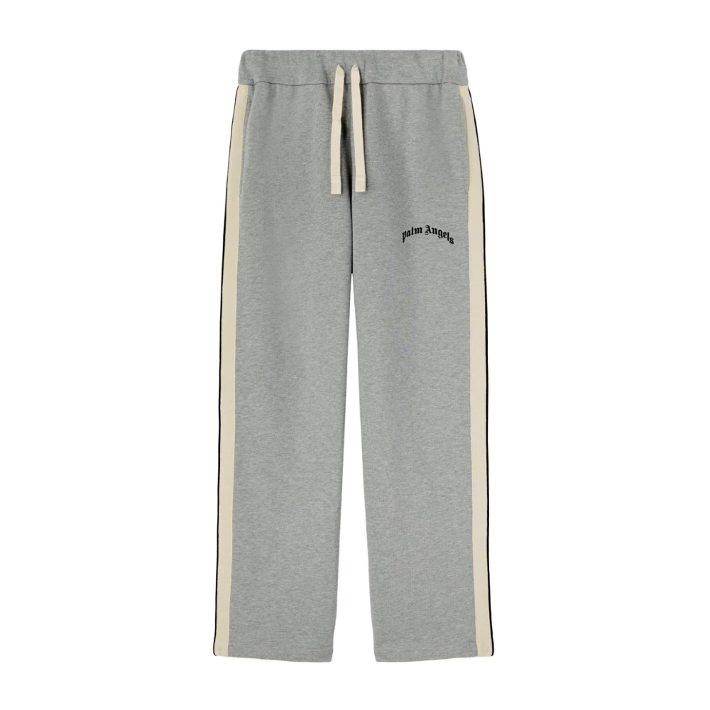 Palm Angels Grijze Broek met Logo Print Gray Heren