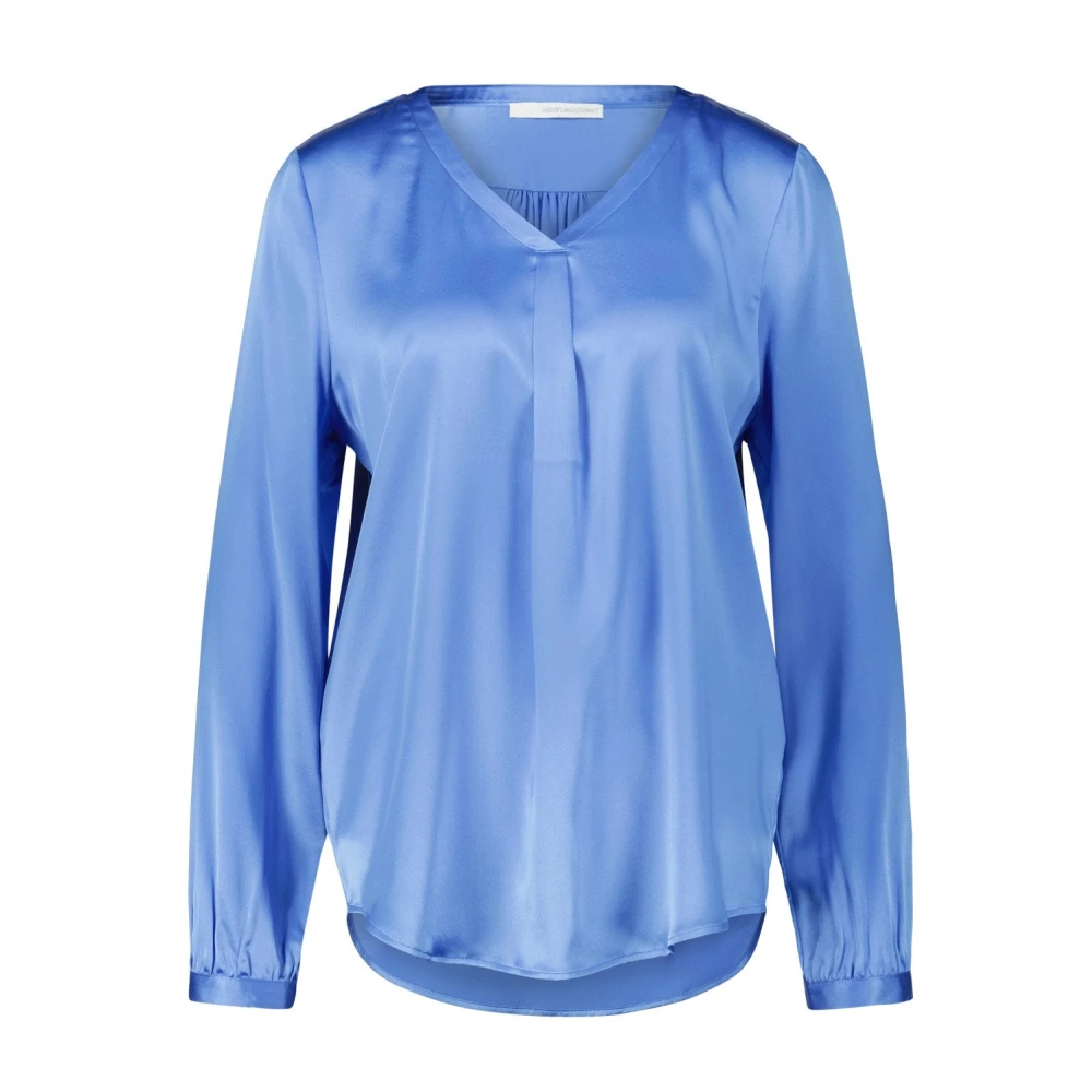 Herzen's Angelegenheit Zijden blouse met V-hals Blue Dames