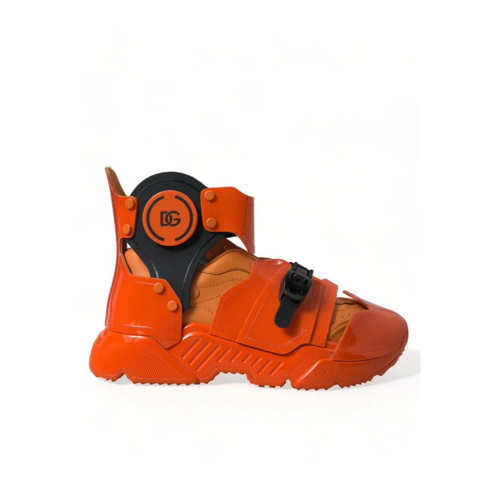 Dolce & Gabbana Men's Orange Sneakers, 5 Uk, Multi-Panel High Top Trainers