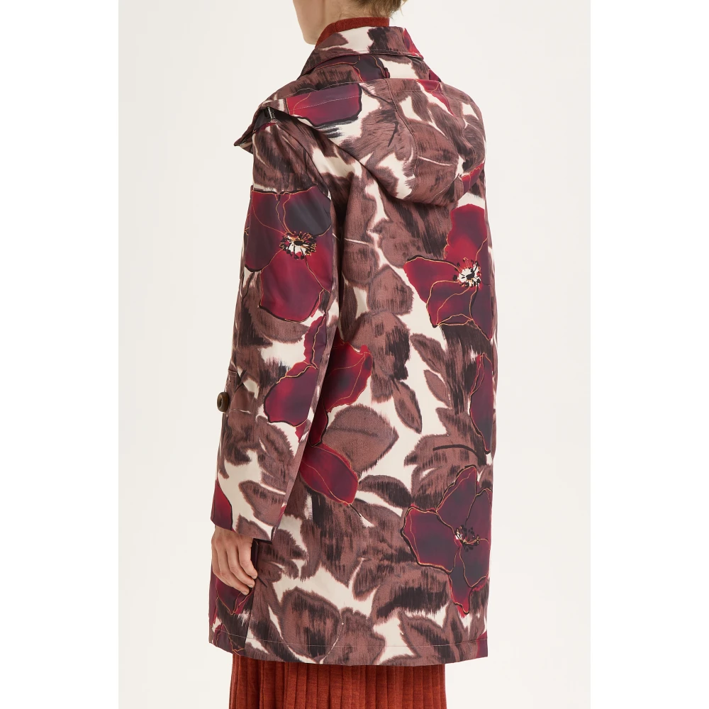 Maliparmi Gedrukte nylon regenjas met afneembare capuchon Red Dames