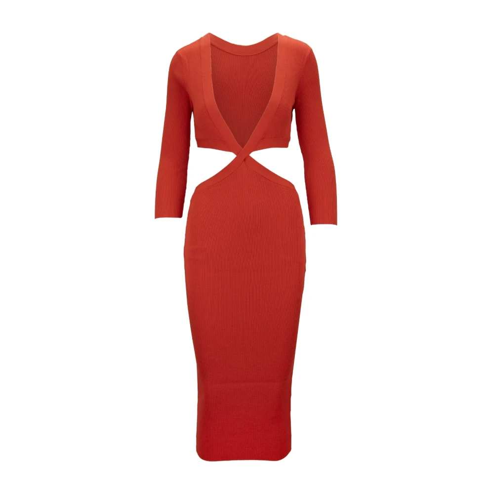 Elisabetta Franchi Maxi Jurk met Lange Mouwen van Viscosemix Orange Dames