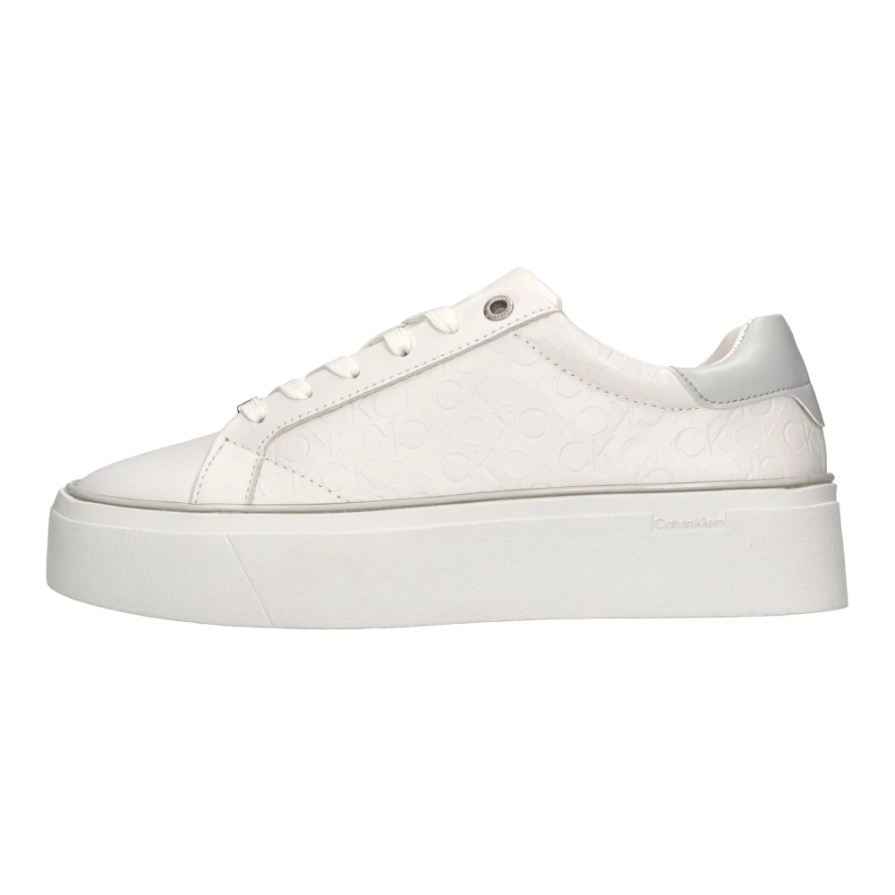 Calvin Klein Flatform C Lace Up Mono Mix Dames Schoenen Wit