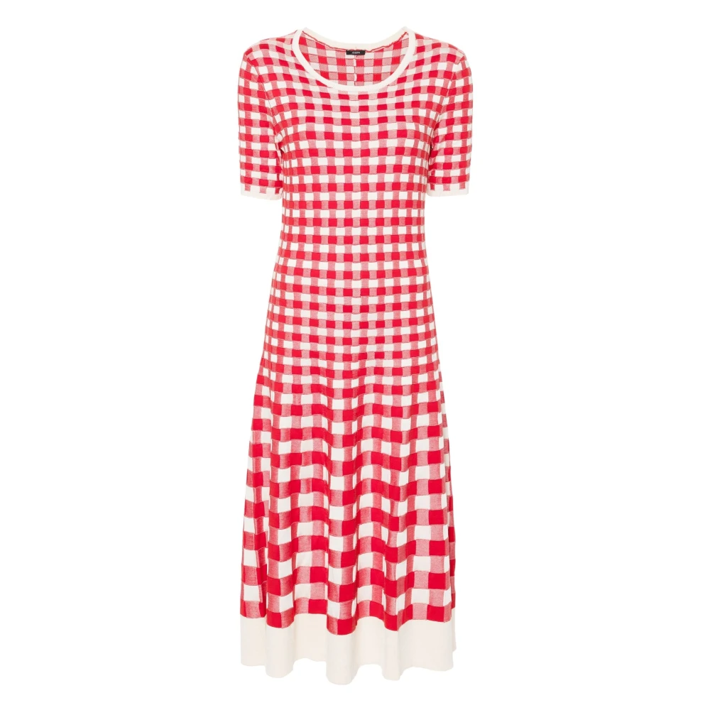 Joseph Röd Vichy Jacquard Maxi Klänning Red, Dam